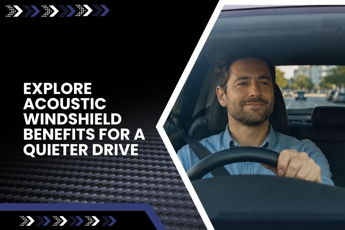 Driver enjoying acoustic windshield benefits during a quieter commute