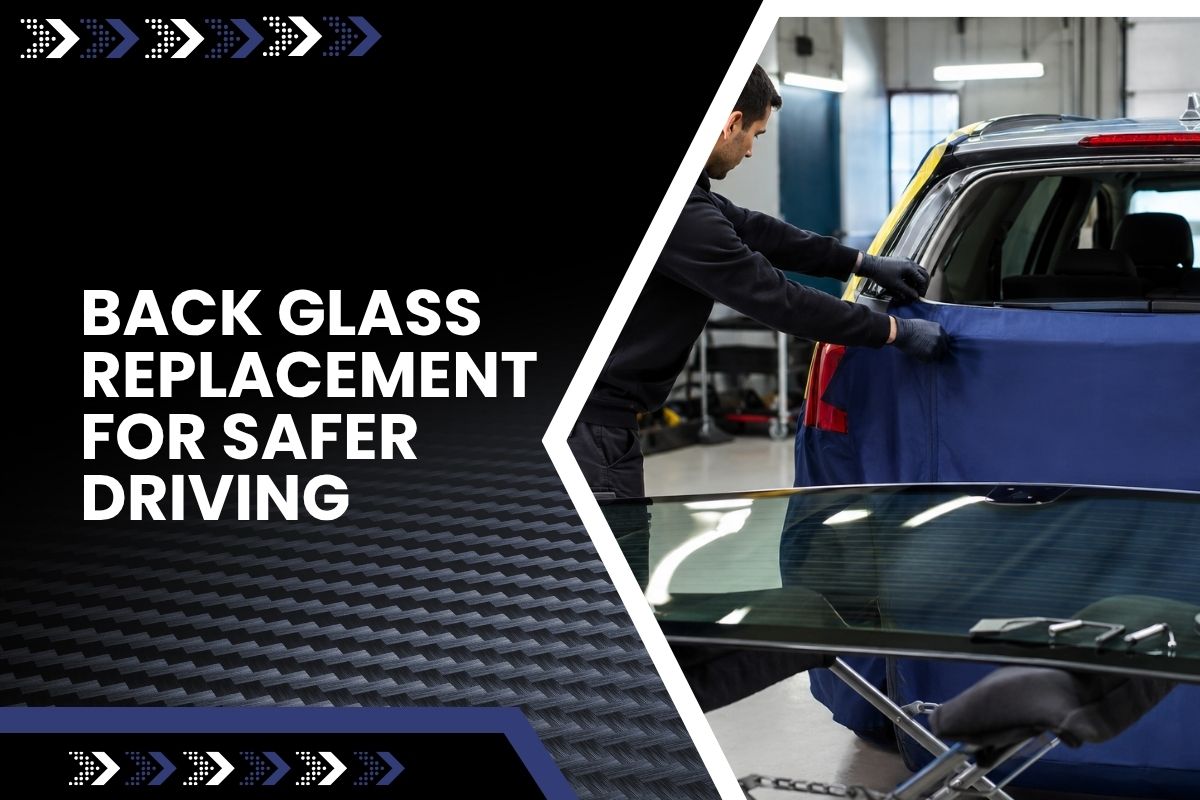 Technician preparing a vehicle for back glass replacement