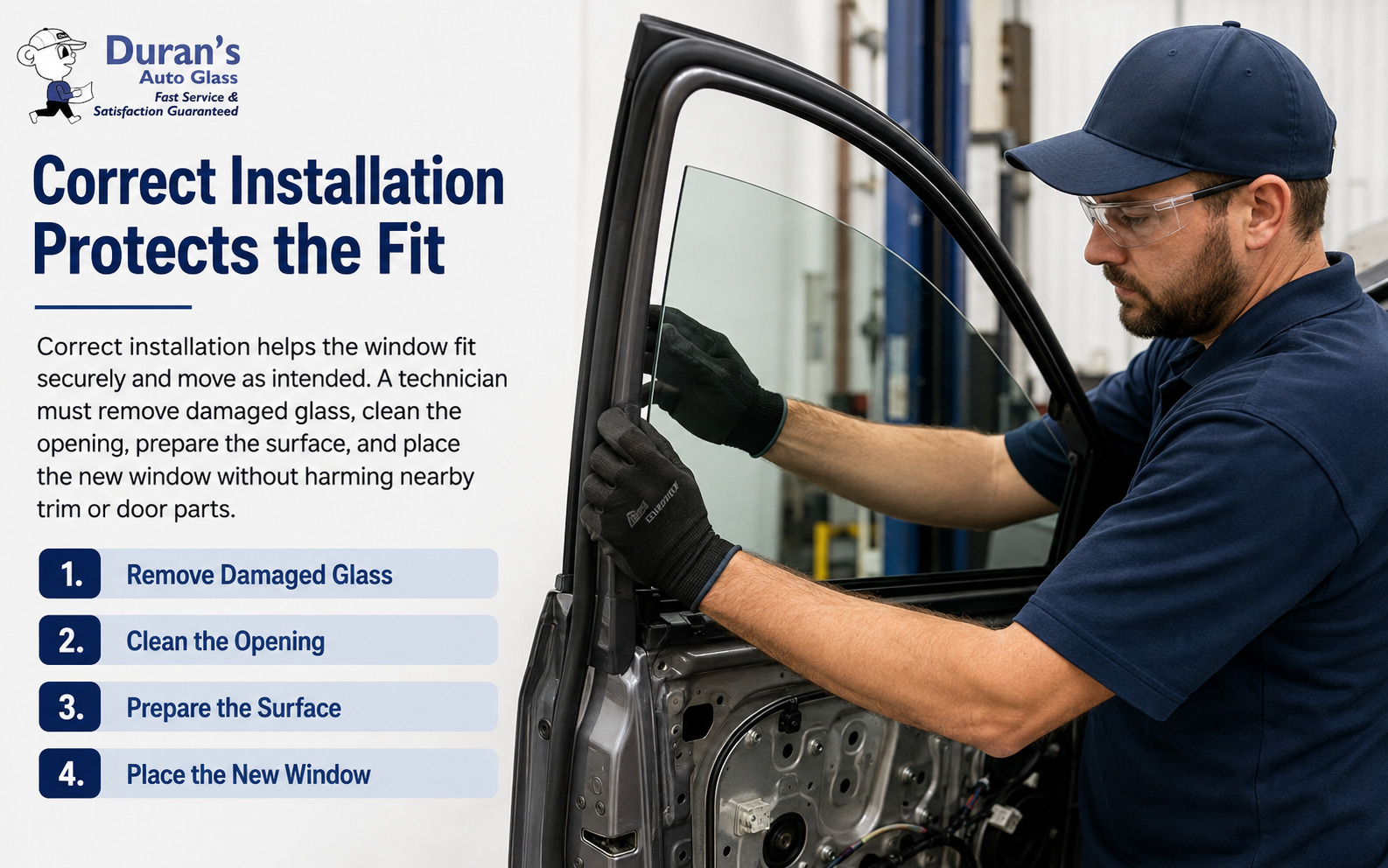 Correct car window installation process