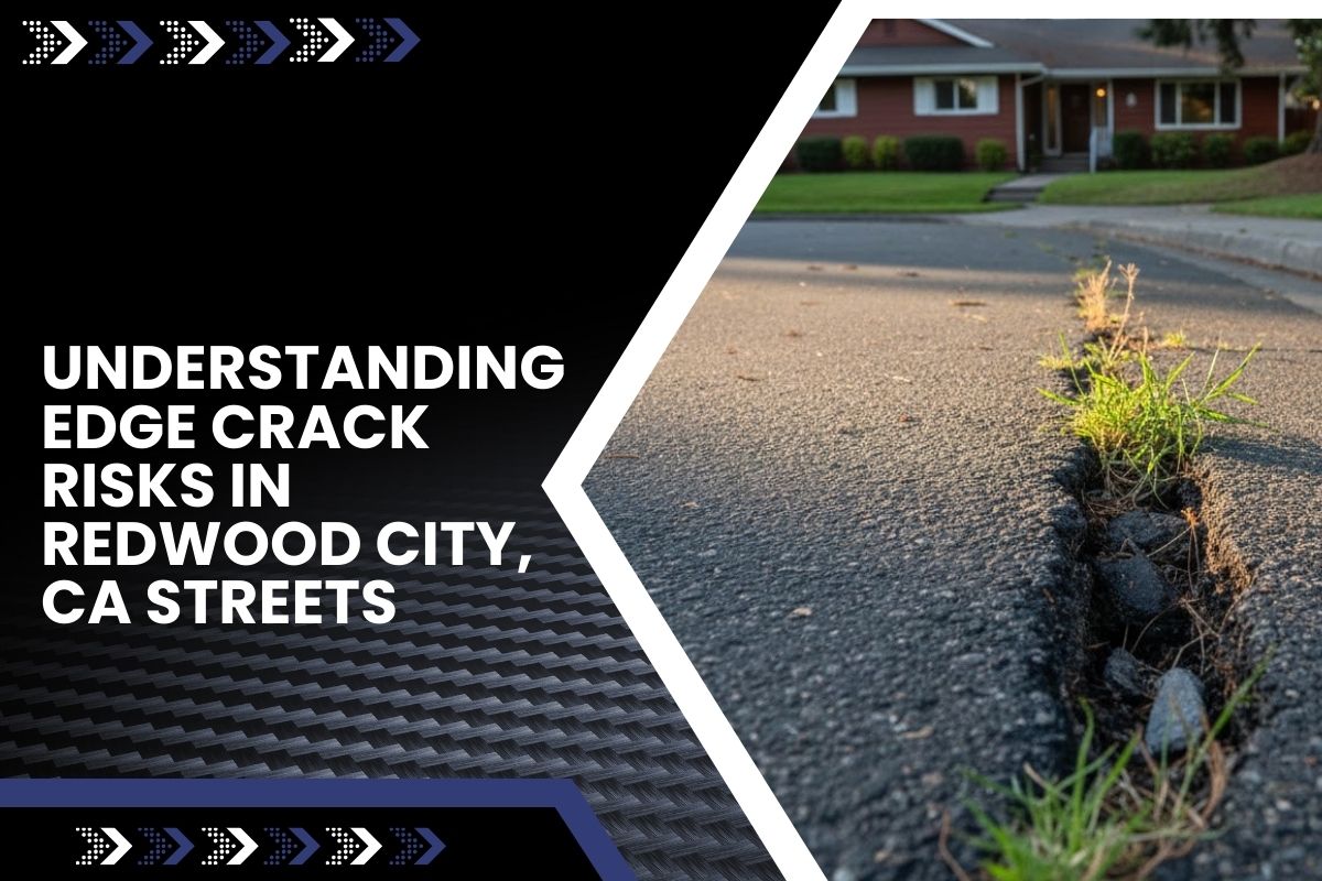 Street shoulder showing Edge Crack Risks in Redwood City, CA and how small gaps spread near the pavement edge.