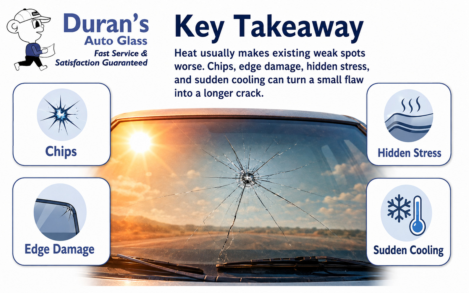 Heat related windshield warning signs