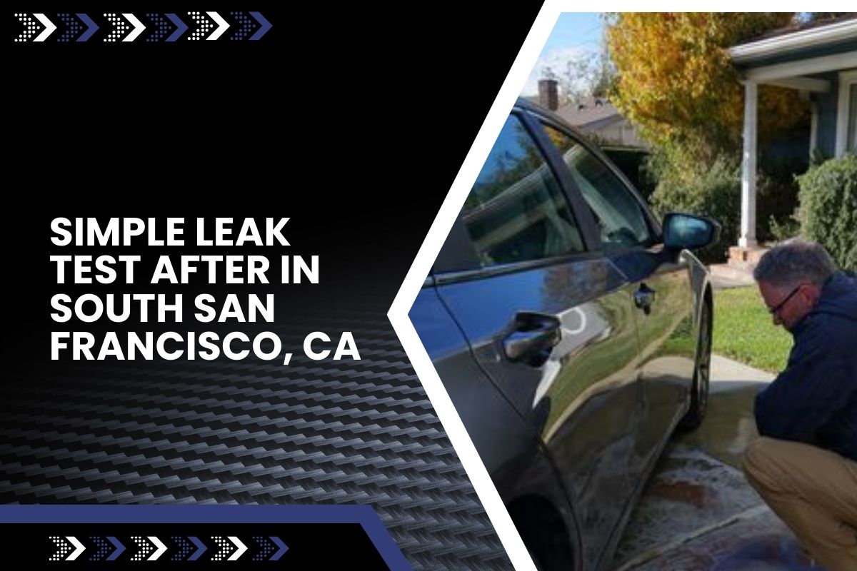 Leak test after in South San Francisco, CA showing a homeowner checking window seals for water entry