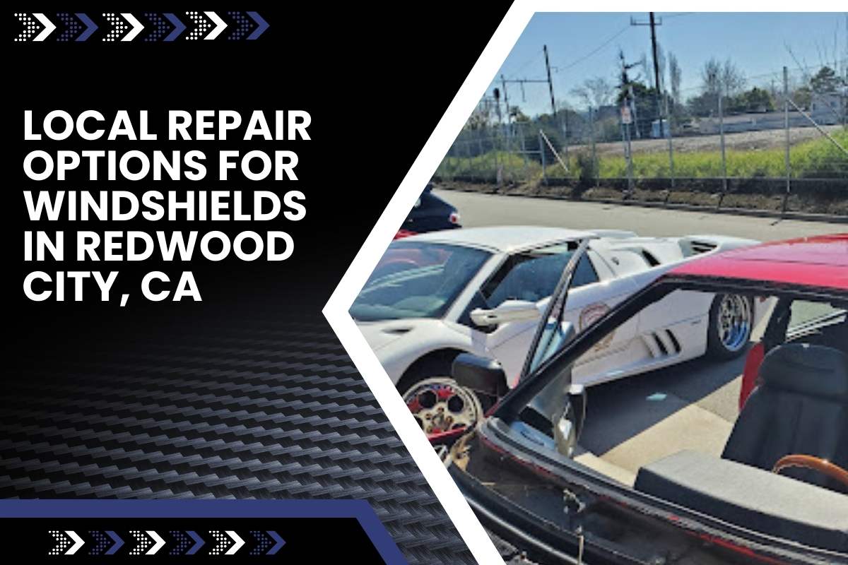 Auto glass technician performing mobile windshield repair in Redwood City