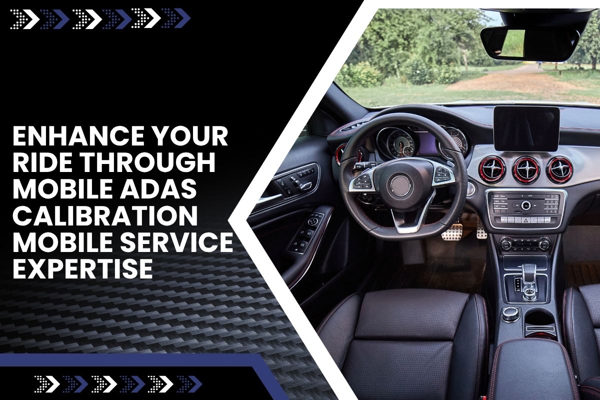 Technician performing mobile ADAS calibration on vehicle sensors