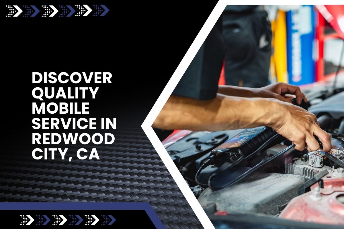 Technician performing Mobile Service in Redwood City, CA with on-site windshield repair in a residential driveway