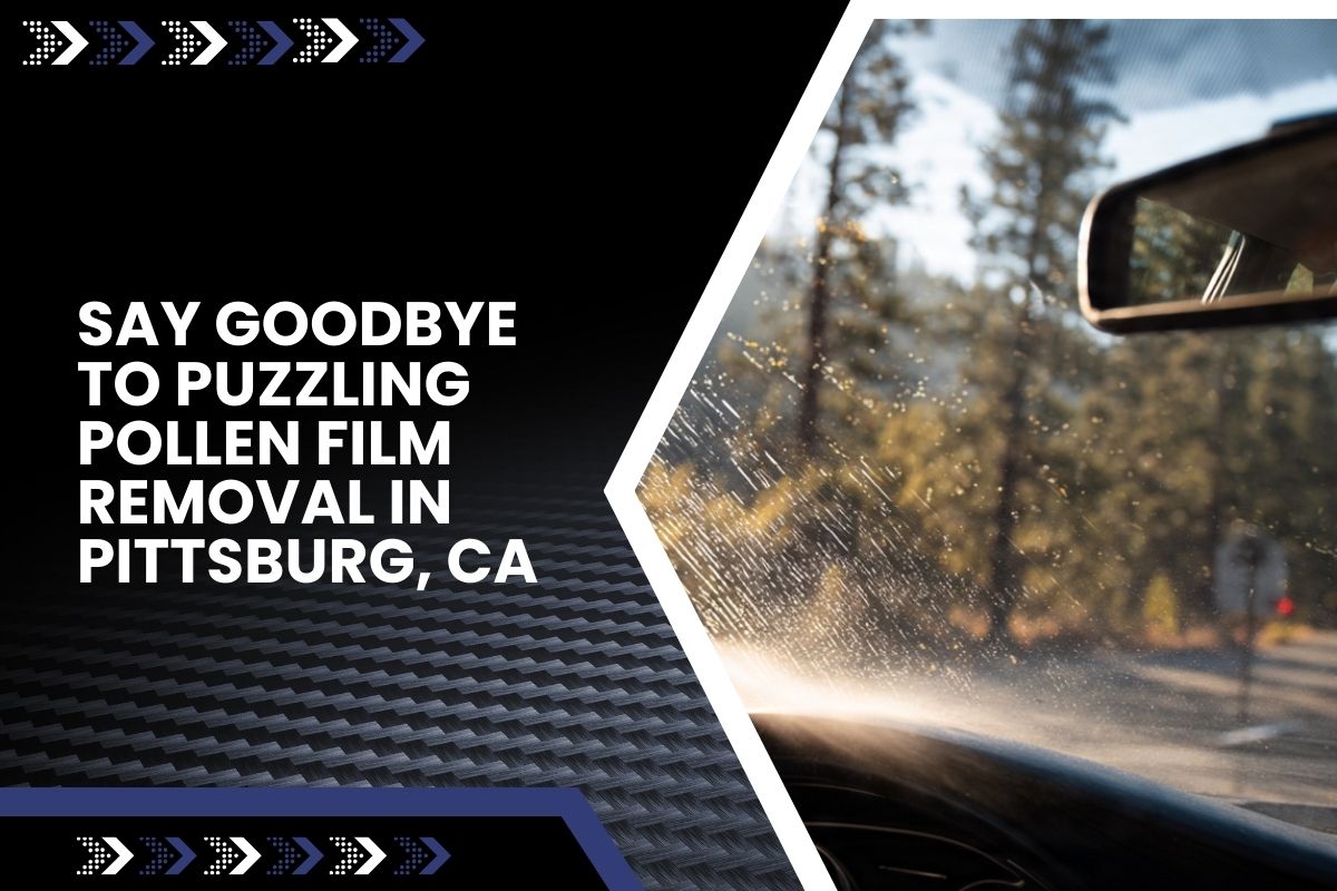 Driver doing pollen film removal in Pittsburg, CA using a gentle spray on the windshield