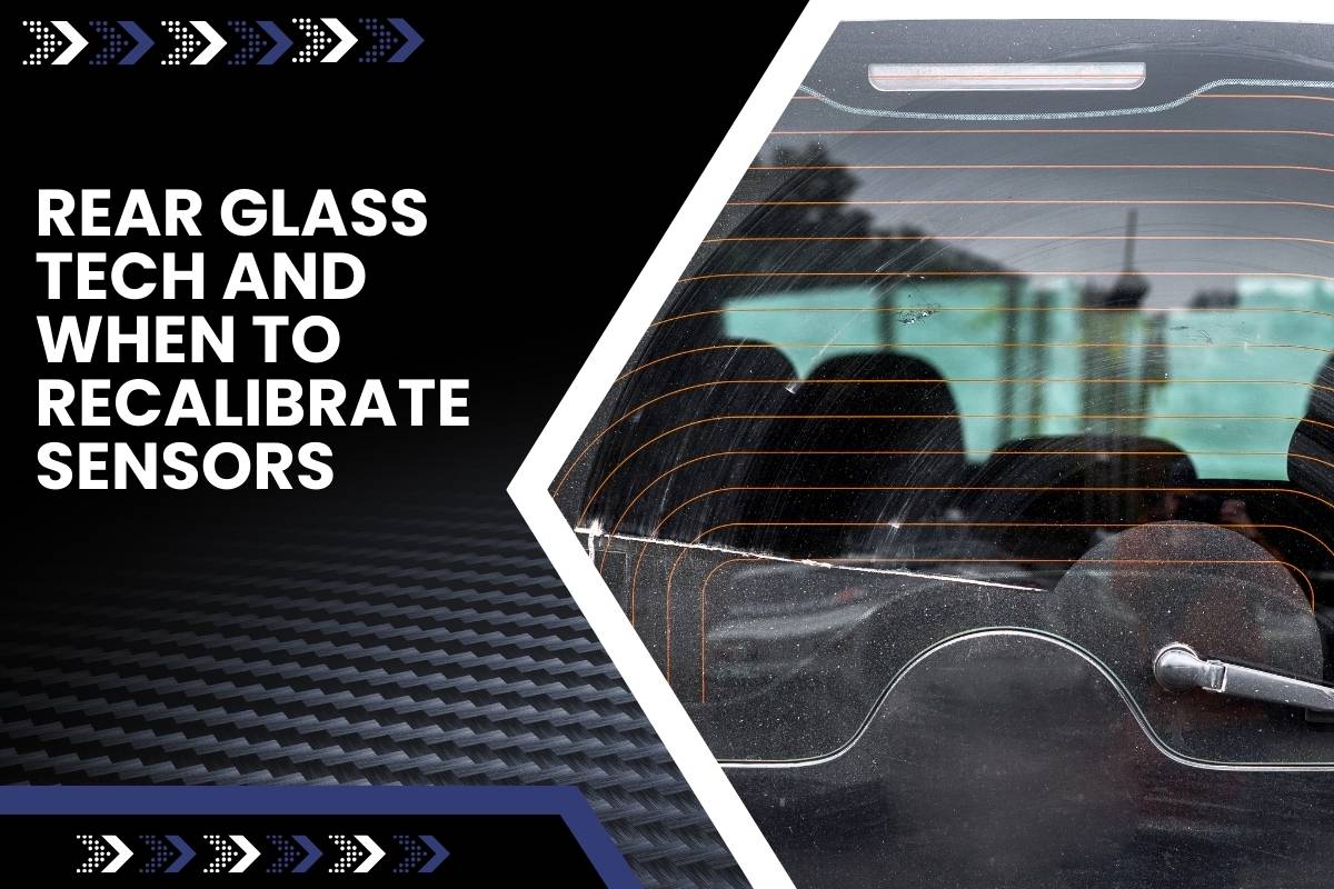 Diagram showing antenna and sensor placement in rear windshield