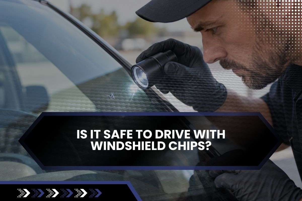 Small windshield chip in the driver viewing area before professional repair