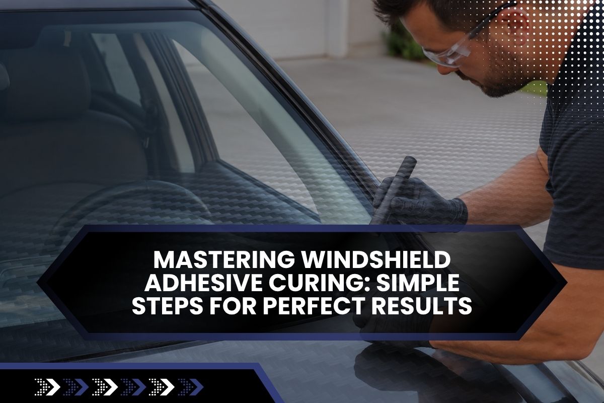 Technician checking windshield adhesive curing after replacement in Concord