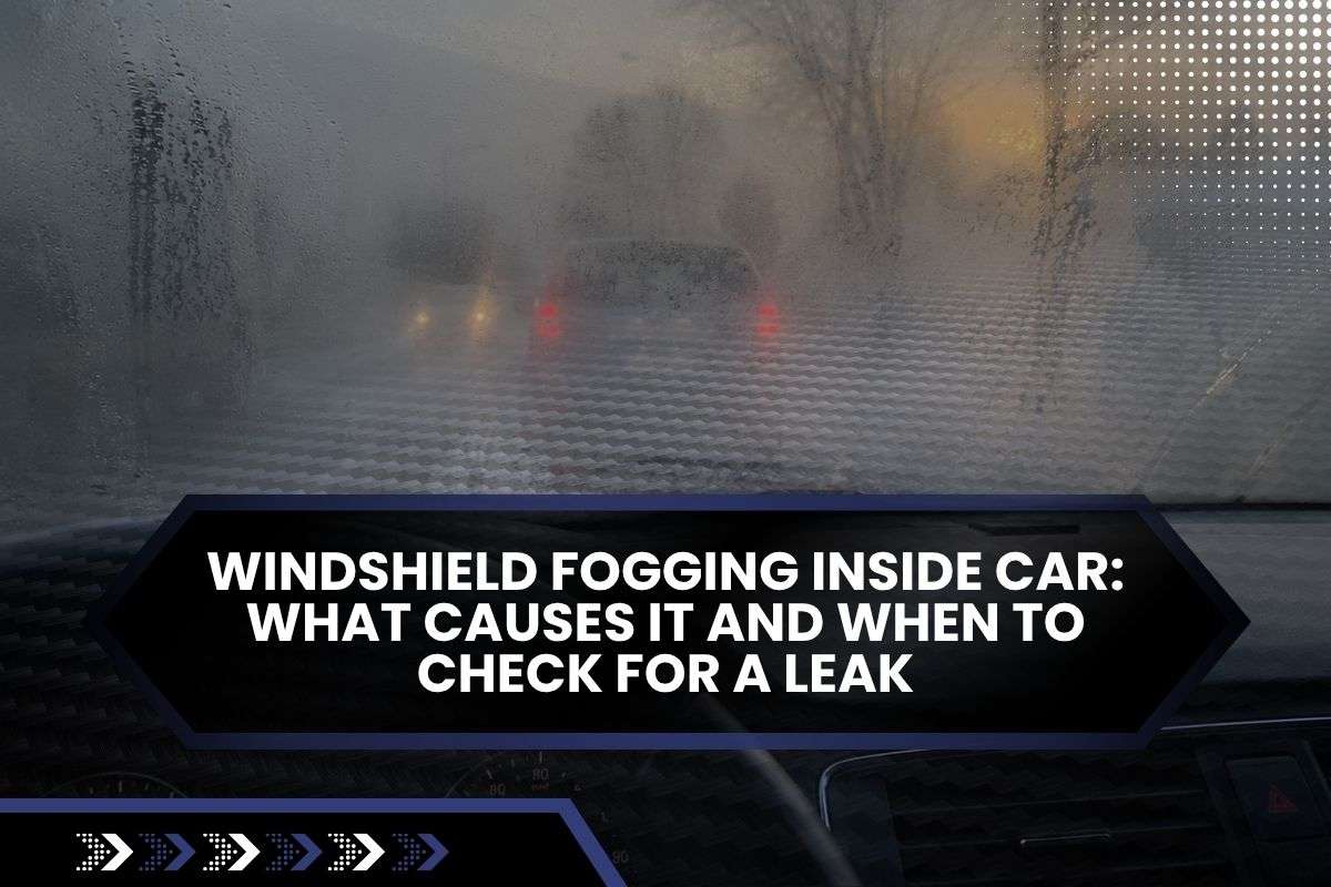 Interior windshield fogging caused by moisture and condensation inside a car