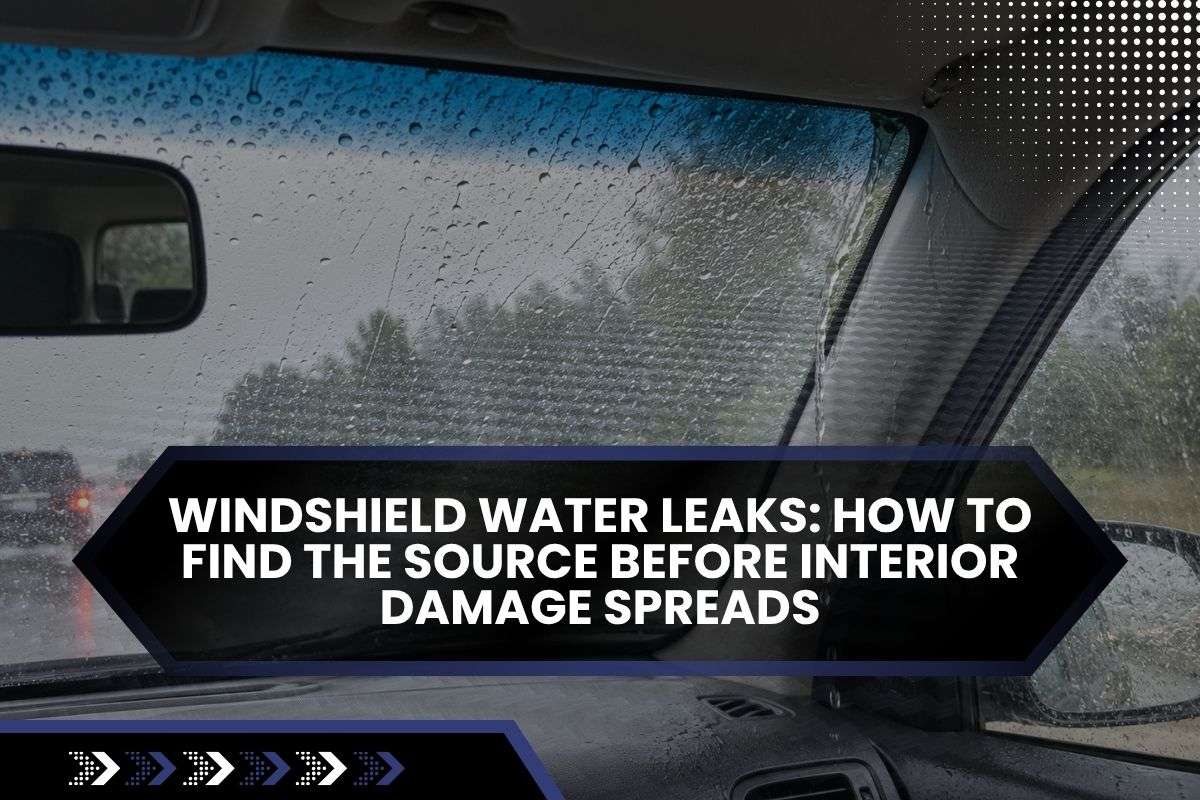 Water leaking around the edge of an automotive windshield