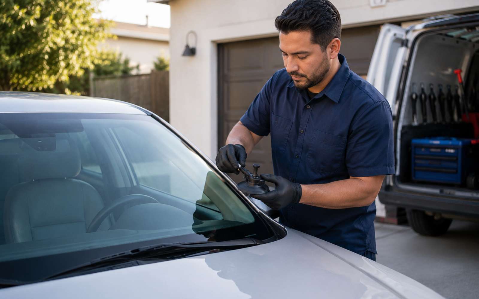 Mobile auto glass service van and technician in San Mateo, CA